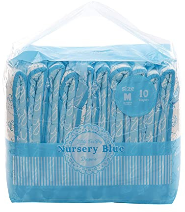LittleForBig Tryckta vuxen Slip blöjor vuxen baby blöjälskare ABDL 10 stycken- Barnkammar Blå M