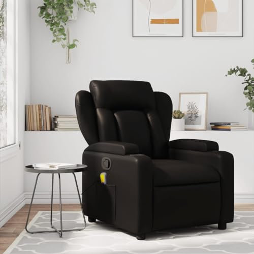 Homgoday Massagesessel Fernsehsessel Relaxsessel Liegesessel Ruhesessel Sessel Manuelle Liegefunktion Sessel Verstellbare Rückenlehne Polstersessel Schwarz Kunstleder