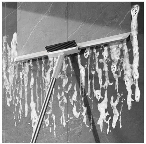 RYJYQYX Escoba Mágica, Multifunción con Mango Largo de 125cm Escoba De Goma para Suelos, Escoba De Silicona Limpia Vidrio,Polvo Fino,Cabello Y Líquidos