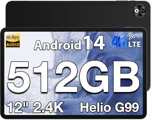 DOOGEE T40 PRO Tablet 12 Zoll Android 14 LTE, Helio G99 20GB RAM+512GB ROM(2TB TF) PC, 2.4K Display Gaming Tablet, 10800mAh Akku, 16MP+8MP/ 4G Dual SIM/ 5G WiFi/GPS/Widevine L1