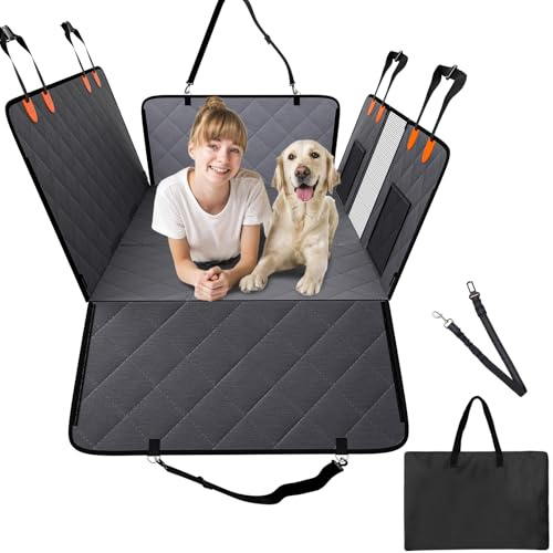 VEVOR Back Seat Extender, Dog Car Seat Cover for Back Seat Bed with Mesh Window and Storage Pocket, Supports 400lbs Dog Hammock for Car Dog Car Bed 57.4x30.3 for Truck