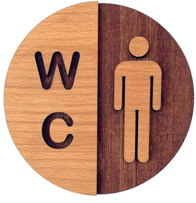 Panneau WC pour homme - 12 cm en bois naturel - Design minimaliste pour portes de toilettes masculines - Mod.834