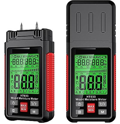 Misuratore di umidità, Misuratore Umidità Muri, HT633 Misuratore di umidità digitale for legno Professionale 0 ~ 57% Igrometro for legno Strumento portatile Display LCD Rilevatore di umidità for legna