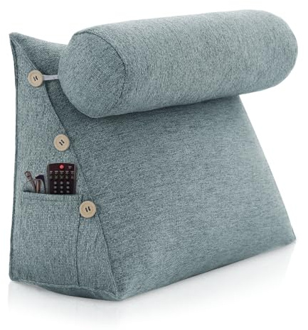 LELEFIDO Bed Wedge Reading Pillow, Adjustable Reading Throw Cushion Triangular Pillow Wedge Couch Pillow for Lumbar Neck Back Support Pillow with Removable Linen Cover
