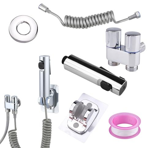 suaywo Pulvérisateur de Bidet à Main Kit Douchette WC Double Mode Avec tuyau à Ressort et Support Convient pour le Nettoyage personnel Comme la Cuisine et la Salle de Bain