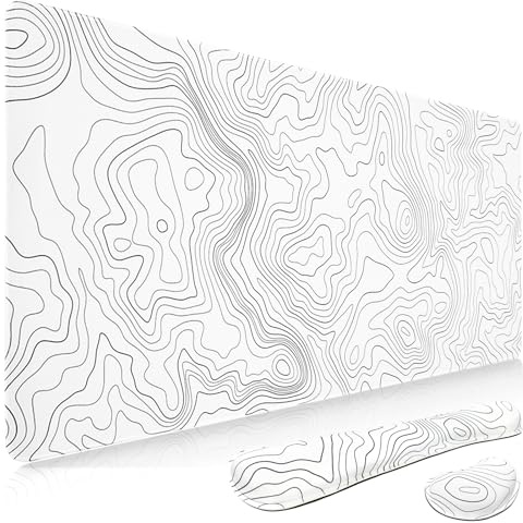 Niviy Gaming Mauspad Weiß 900x400mm mit Gelkissen | Ergonomisches Memory Foam Mousepad mit Handgelenkauflage, für PC, Laptop, Computer und Gaming Tastatur