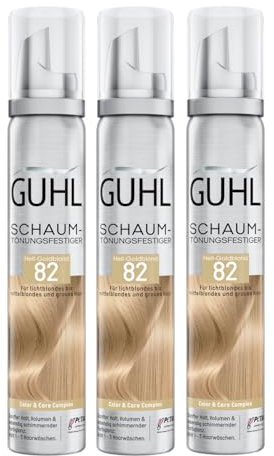 Guhl Schaum-Tönungsfestiger Vorteils-Set - Inhalt: 3x 100 ml - Farbe 82 - Hell-Goldblond - Für lichtblondes und mittelblondes und graues Haar - Sanfter Halt, Volumen und Farbglanz