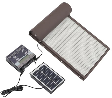 Automatische Hühnerklappe Solar mit LCD Display und Fernbedienung 4 Betriebsmodi Automatische Hühnerstalltür Hühnertür Anti-Pinch IP67 Elektrische Hühnerklappe Automatisch 20.5x29.5cm