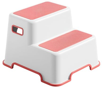 Sgabello Bambini, Scaletta A 2 Gradini Per Bagno, Cucina, Lavandino E Toilette, Sgabello Per Bambini, Antiscivolo, 34x30x23cm