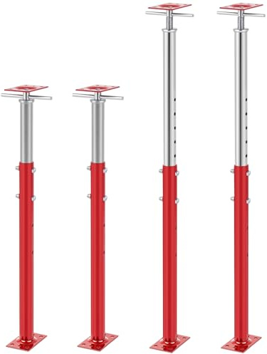 Yaocom 2 Pcs Adjustable Jack Post, 37-61 Height Range, Basement Floor House Screw Jacks for Lifting Joist Beam Brace for Cellar Ceiling, Center Point Load Capacity 11023 Lbs, Red