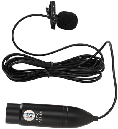 Srliya Lavalier Microphone 48V Phantom Power Omni Réduction du Bruit Directionnel 3 Broches XLR Mono-Revers Micro pour Enregistrement Interview