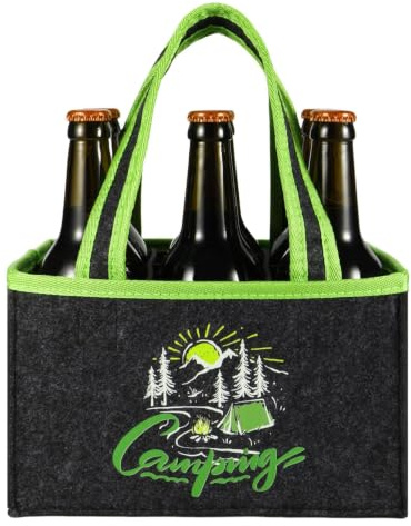 Camping Zubehör Bier Gadget Camping Geschenk Bier Geschenke für Männer | Geschenk für Männer, strapazierbarer Filz Bierträger als praktisches Camping Zubehör & vielseitiges Camping Gadget für Bier