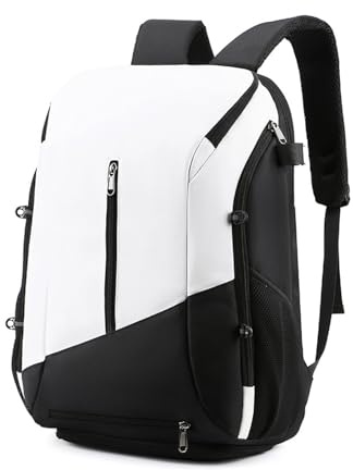FANDARE Basket Borse per attrezzatura Tennis Badminton Zaini casual Zaino da Escursionismo Uomo Donna Zainetto PC Portatili Borsone Viaggio Zainetto Cartella con scompartimento di scarpe Bianco nero