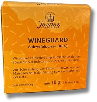 Joenos Wineguard Schwefelpulver, 10 x 1g Tütchen, Weinschutzmittel für Jungweine und Maischen, Made in Germany