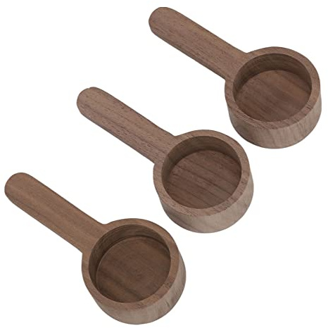 Fictory 3 cucharas medidoras de madera para máscara y té, diseño portátil de nogal, fácil de mezclar