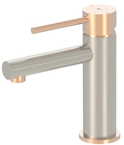 Essebagno Envol mitigeur lavabo bas façon inox et or rose