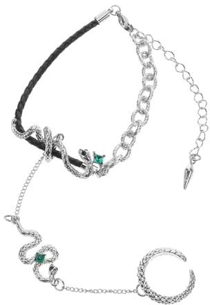 FOMIYES Bracciale da Mano Serpente Asimmetrico in Metallo Argento Vintage Leggero e Resistente Anello Intrecciato per Donna per Party