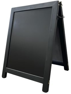 Black Heavy Duty Wooden A-Board Pavement Sign – Large 100cm x 72cm Double-Sided Chalkboard – Domes of Silence, Cabin Hooks & Hinges – Café, Pub & Restaurant Display Board