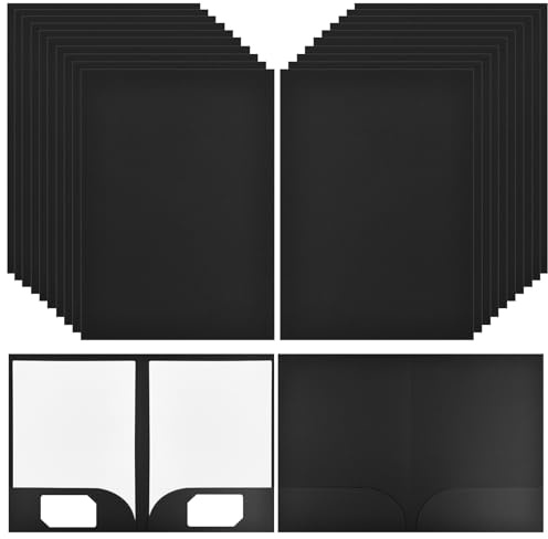 20 Pièces Chemise Cartonnée A4 à Deux Pochettes,350gsm Cartonnée avec Rabat,Pochette de Fichier Rapport,Sous Chemise Papier Farde Cartonnées Chemise,Dossier Carton Pochette de Classement (Noir)