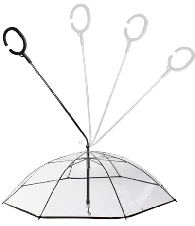 Hundeschirm an der Leine - Clear Dog Regenschirm, Rainproof Welpe Cover, C Formgriff Grip, transparentes Wandzubehör, langlebige Outdoor-Ausrüstung | Hunde Regenschirm für kleine Hunde Regen Schnee
