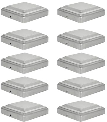 ACESOME Lot de 10 capuchons de poteaux, 6 x 6 cm, en métal galvanisé, protection de poteaux de clôture pour poteaux en bois, forme pyramide (7 cm x 7 cm)