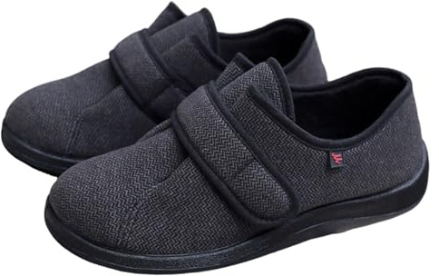 Unisex Zapatillas Diabéticos Ancho Especial Hombre Mujer Cálidas Cómodas Zapatos de Casa Suaves para Pies Hinchados Sensible (Negro, L, Adulto, 38, Números, Sistema tallas calzado EU, X-Ancho)