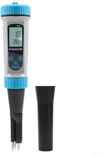 Yuanpgky Testeur de qualité de l'eau 5 en 1 avec pH et mètre pour piscine, multifonction, numérique, salinité pour hydroponie, aquarium, laboratoire