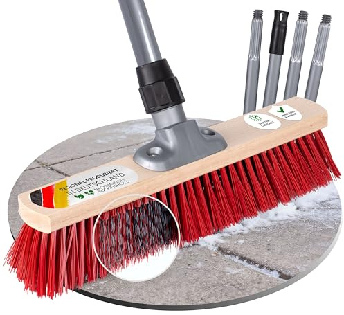ORGAFLIX Straßenbesen mit Stiel 40 cm, Winterbesen mit Elaston Borsten und Drahtborsten, entfernt EIS, Schnee und Schmutz mühelos, extra stabil und langlebig, Made in Germany und Italy