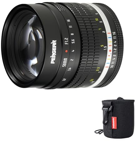 PERGEAR 50mm F1.2 APS-C Manual Focus Lens for Fujifilm X Mount Camera, Luminous Edition, F1.2 Large Aperture, 75mm Equivalent Focal Length, DeClick Aperture System, Compact Retro Design (Black)