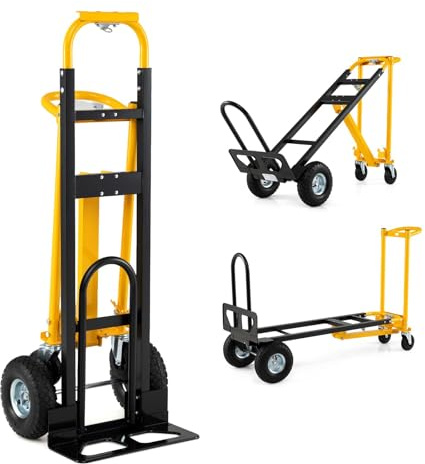 FANTASK 3-in-1 Sackkarre klappbar, Transportwagen Metall mit Luftbereifung & Gummirädern, Transportkarre max. 250KG & Plattformwagen max. 350KG, Lieferantenkarren für Zuhause, Büro & Lager