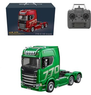 SHOYDID RC Schwerlast-Traktor und Anhänger, 1:18 Maßstab, 6x4 770S Schwerlast-Traktor-LKW mit 6 Rädern für Jungen Geschenk