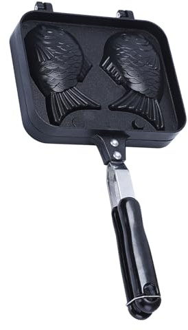 VOSAREA Nonstick Fish Shape Pancake Maker Double Waffle Pan Lightweight Aluminum Fish Shaped Baking Mold with Easy Release for Kitchen and Desserts Cooking