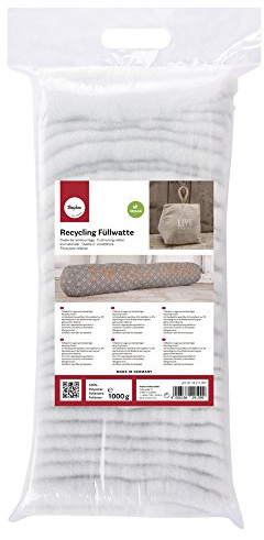 Rayher 30220000 Recycling Füllwatte in Lagen, weiß, Beutel 500 g, 100% Polyester, waschbar, allergieneutral, vegane Füllwatte