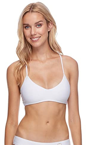 Body Glove Womens Smoothies Alani Solid Strappy Back Halter Swimsuit Bikini Top, Smoothies Snow, Medium US