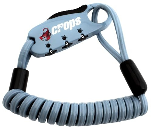 CROPS Q-BIRO MINI Compact Bike Lock Cable, 3 ft, Blue Anti-Theft 3-Digit Resettable Combination Lock with a Shape-Memory Coiled Cable and BIROTATION Technology; Great Option for Road Cyclists