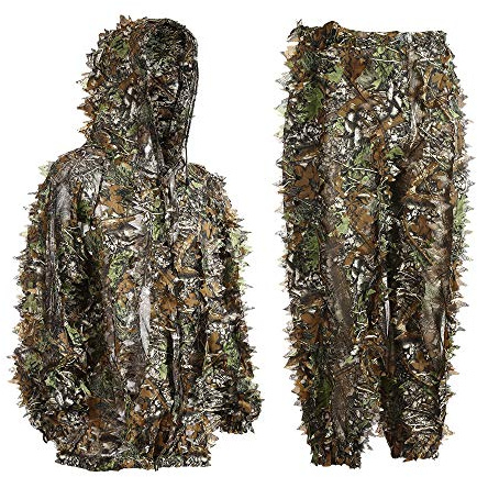 EAmber Ghillie Suit 3D Leaf Camo Camouflage Lightweight Youth Adult Clothing Suits for Jungle Hunting,Shooting, Airsoft, Wildlife Photography or Halloween