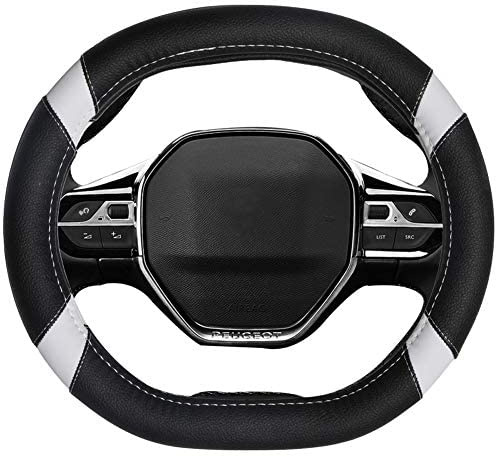 Mayco Bell Mikrofaser Leder Auto Lenkradbezug Fit für Peugeot 206 207 208 2016-2019 508 208 2019 e-208 (Weiß)
