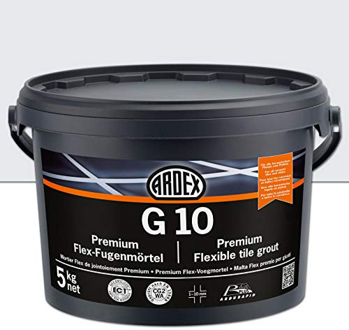 Ardex Mortier de jointoiement flexible G10 de qualité supérieure, 5 kg, gris clair
