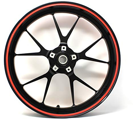 Felgenrandaufkleber Felgenrand Stripes Breite 7mm Neon mit Montagetool 16 17 18 19 Zoll Zubehör für Auto Motorrad Felgen Aufkleber (Neon Rot)
