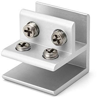QWORK® 4 Stück 90 Grad Glashalter Glasklemme,Aluminium Glas Regalstütz-Klemme für 9-12 mm Dicke