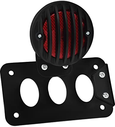 HDBUBALUS Seitenmontiertes Rücklicht mit Kennzeichenhalterung horizontal vertikal Tag-Halter für 20 mm Achsenhalterung kompatibel mit Harley Bobber Chopper Cruiser Custom Bike Yamaha