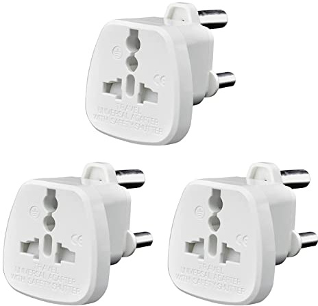 AMOS Universal UK USA EU Europe AU Asia to 3 Pin South Africa Swaziland Worldwide Tourist Visitor Visiter Travel Adaptor Adapter Convertor Converter Type M Mains Plug (White) (3)