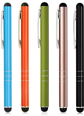 5 Stück Touchscreen Stift, Handystifte zum Tippen, Eingabestifte für iPhone, Samsung Galaxy, Xiaomi, Google Pixel Motorola, Tablets und Alle Smartphones, Blau, Grün, Orange, Gold, Schwarz