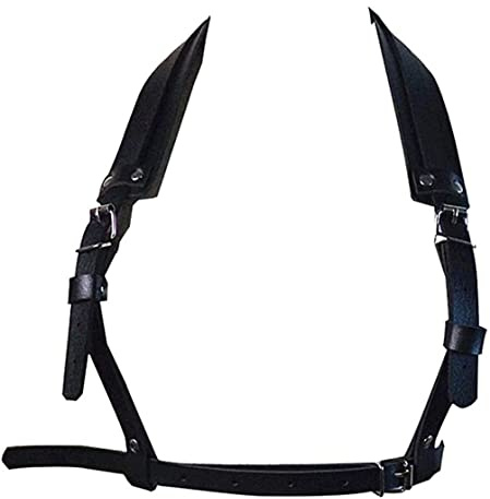 Hmvemfy Men's Black Leather Body Chain Chest Harness Belt Shoulder Straps Adjustable Buckle Straps Costume Party Carnival