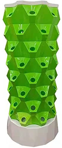 Garten-Aeroponik-Wachstumsset,6/8/10 Schichten 48/64/80 Pflanzlöcher Aquaponic Wax System, Fruits and Vegetables, Mesh Pots,Garden Aeroponic Growth Kit for Herbs,Green-48Pots