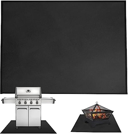Grillmatte Bodenschutz | 100 x 182 cm Grillmatte für Gasgrill Bodenschutz | Grillteppich Bodenschutzmatte Feuerfeste Anti-fettig Feuerstellenmatte Outdoor BBQ Matte für Gasgrill Holzkohlegrill