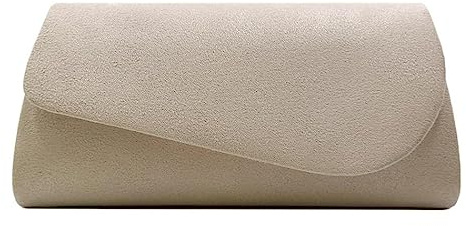 YYW Clutch-Tasche für Damen Wildleder-Abendtasche Hochzeits-Clutch-Geldbörse mit abnehmbarem Kettenriemen Damen schlichte Schulterhandtasche für Brautpartys Bälle, beige, Einheitsgröße