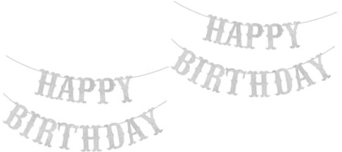 Abaodam 2stücke Titel Doppel-layer Happy Birthday Banner Mit Glitzer Silberne Girlande Für Geburtstagsfeiern Indoor Und Outdoor Dekoration