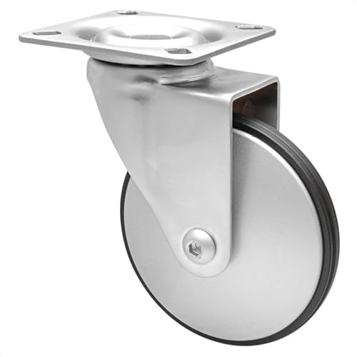WAGNER Luxus Möbelrolle ALU DESIGN - Softlauffläche, Durchmesser Ø 75 mm, Bauhöhe 95 mm, Anschraubplatte 60 x 60 mm, Tragkraft 50 kg - 03138301