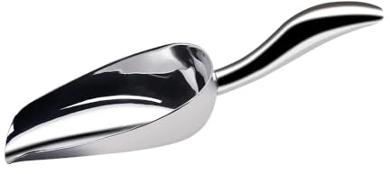 Ice Scoop for Freezer Stainless Steel Ice Flour Utility Scoop for Ice Maker Kitchen Bar Party Wedding, Heavy Duty, Dishwasher Safe 6 OZ Utility Flour Scoop (Curled Handle-1pc)